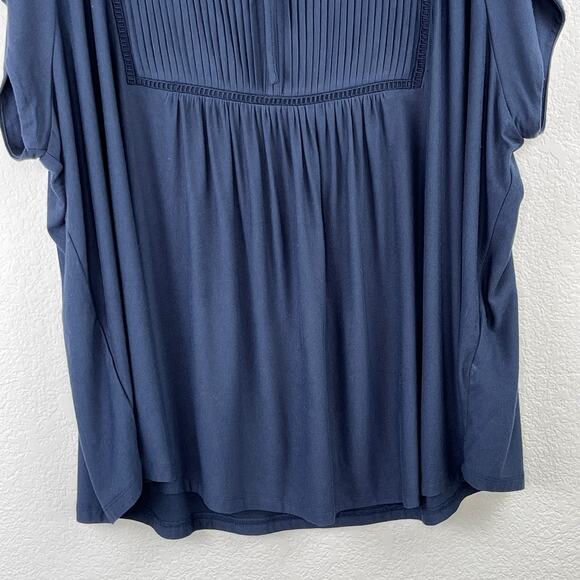 Tommy Hilfiger Navy Blue Short Sleeve Pleated Babydoll Peasant Top Plus 3X NWT - Picture 7 of 12